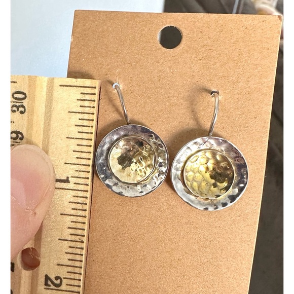 SILPADA Sterling Silver 925 14K Gold Plate Hammered Disk Earrings W1367 RETIRED - Picture 4 of 4